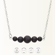 Lava Stone Five Silver Necklace