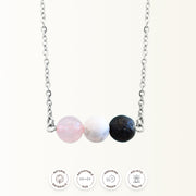 Lava Stone Trio Rose Necklace